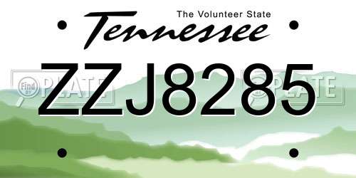 ZZJ8285 Tennessee License Plate