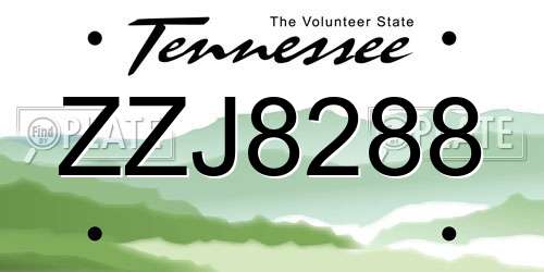 ZZJ8288 Tennessee License Plate