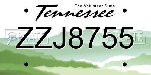 ZZJ8755 Tennessee License Plate