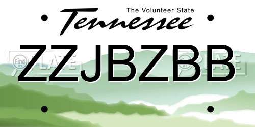 ZZJBZBB Tennessee License Plate