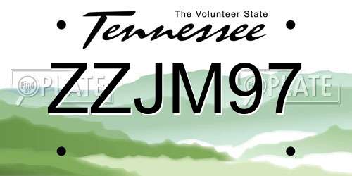 ZZJM97 Tennessee License Plate