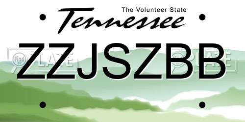 ZZJSZBB Tennessee License Plate