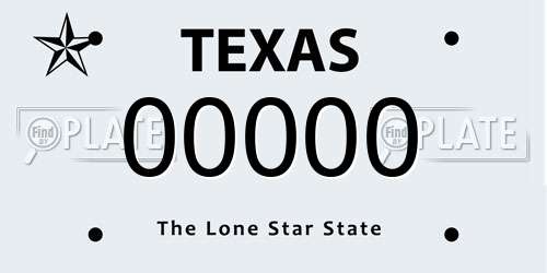 00000 Texas License Plate