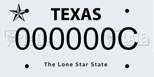 000000C Texas License Plate