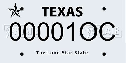 00001OC Texas License Plate