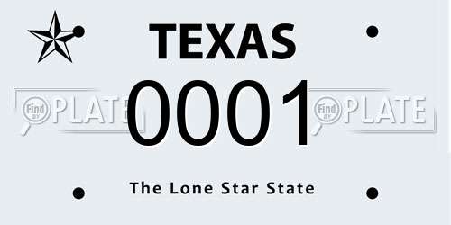 0001 Texas License Plate