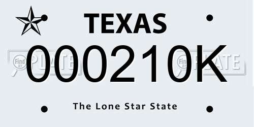 000210K Texas License Plate