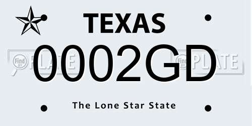 0002GD Texas License Plate