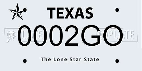 0002GO Texas License Plate