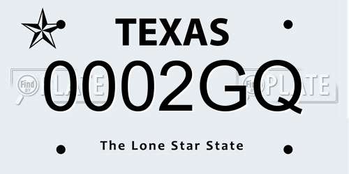 0002GQ Texas License Plate