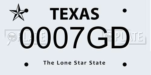 0007GD Texas License Plate