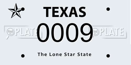 0009 Texas License Plate