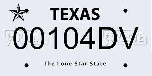 00104DV Texas License Plate