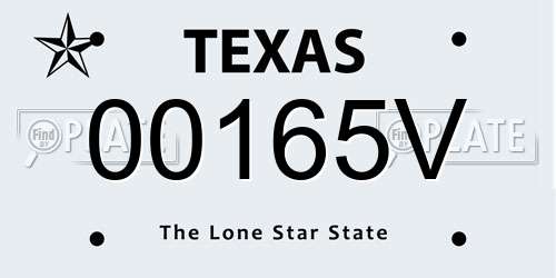 00165V Texas License Plate