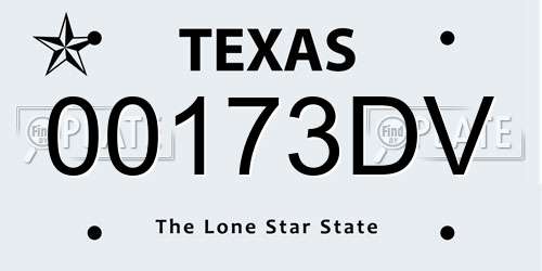 00173DV Texas License Plate