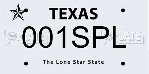 001SPL Texas License Plate
