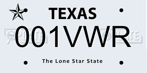 001VWR Texas License Plate