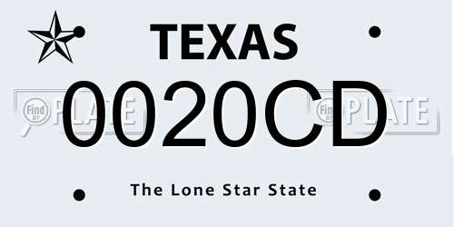 0020CD Texas License Plate