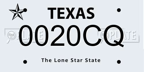 0020CQ Texas License Plate