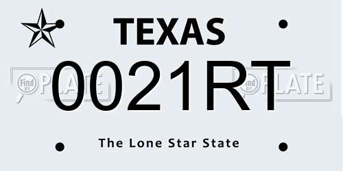 0021RT Texas License Plate