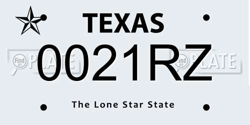 0021RZ Texas License Plate