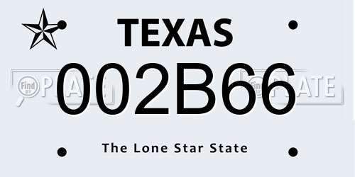 002B66 Texas License Plate