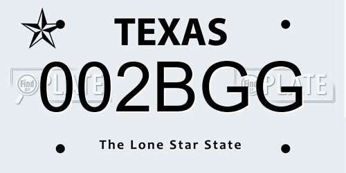 002BGG Texas License Plate