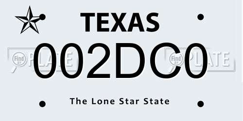 002DC0 Texas License Plate