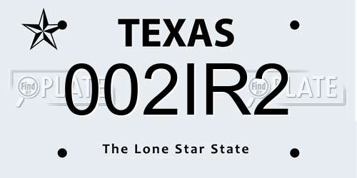002IR2 Texas License Plate