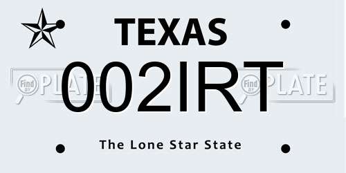 002IRT Texas License Plate