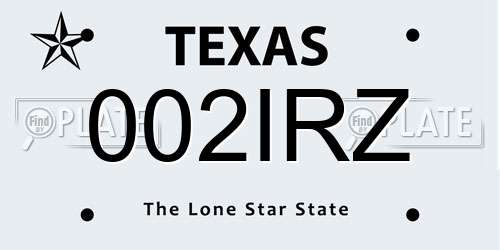 002IRZ Texas License Plate