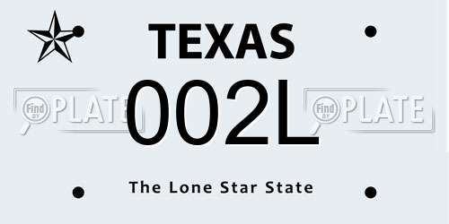 002L Texas License Plate