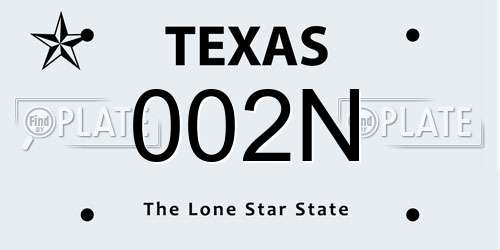002N Texas License Plate