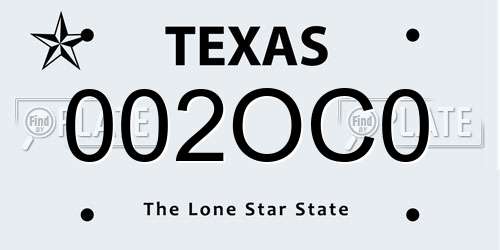 002OC0 Texas License Plate