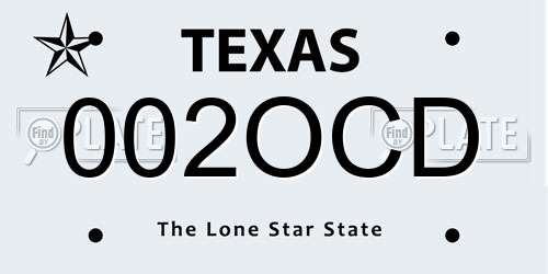 002OCD Texas License Plate