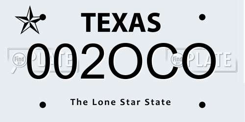 002OCO Texas License Plate