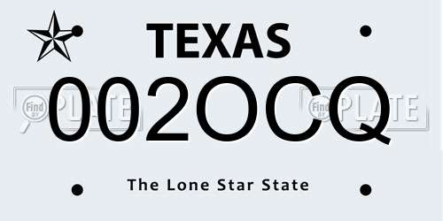 002OCQ Texas License Plate