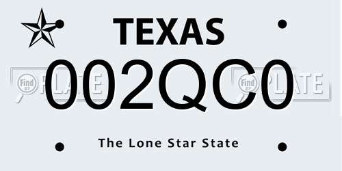 002QC0 Texas License Plate