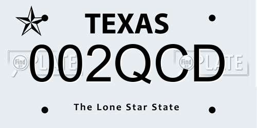 002QCD Texas License Plate