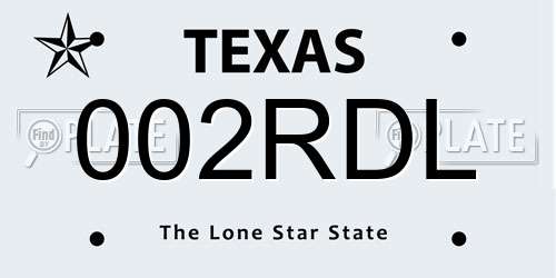 002RDL Texas License Plate