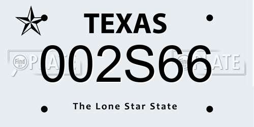 002S66 Texas License Plate