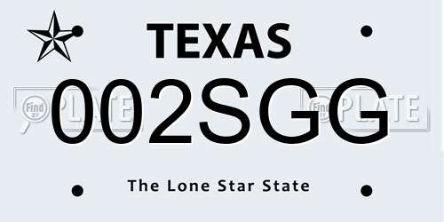 002SGG Texas License Plate