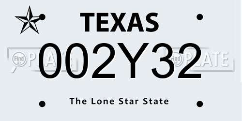 002Y32 Texas License Plate
