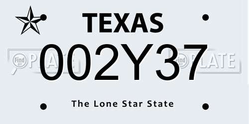 002Y37 Texas License Plate