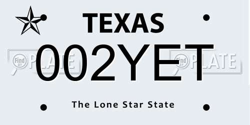002YET Texas License Plate