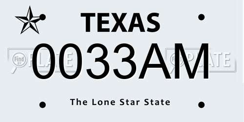 0033AM Texas License Plate
