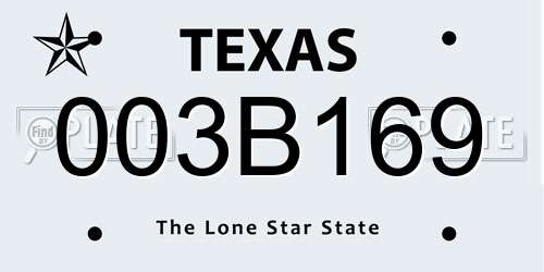 003B169 Texas License Plate