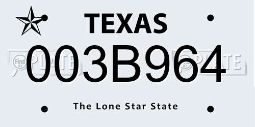 003B964 Texas License Plate