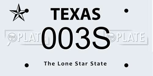 003S Texas License Plate