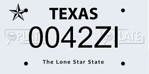 0042ZI Texas License Plate